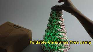 Lampada da tavolo per albero di Natale | Lampada Origami pieghevole con base in legno